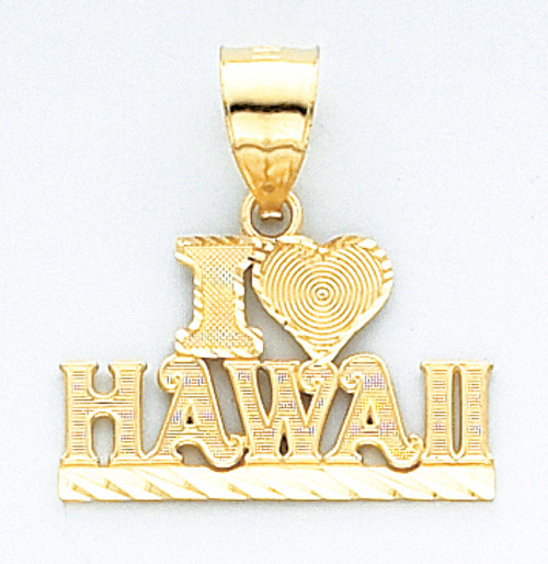 14k Gold I Love Hawaii Charm