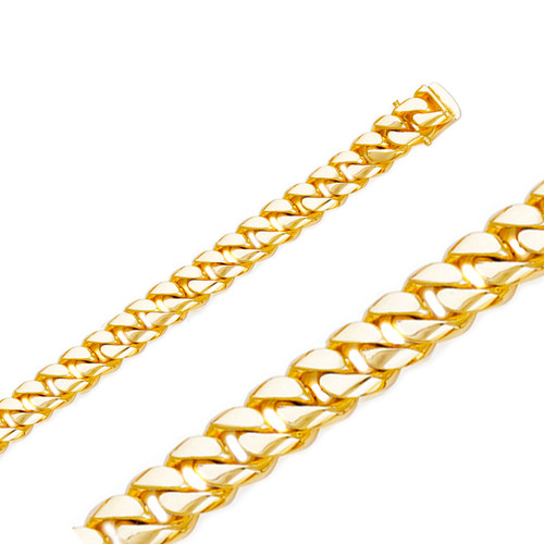 18k Yellow Gold Hand Made Bracelet 7mm Wide And 9 Inches