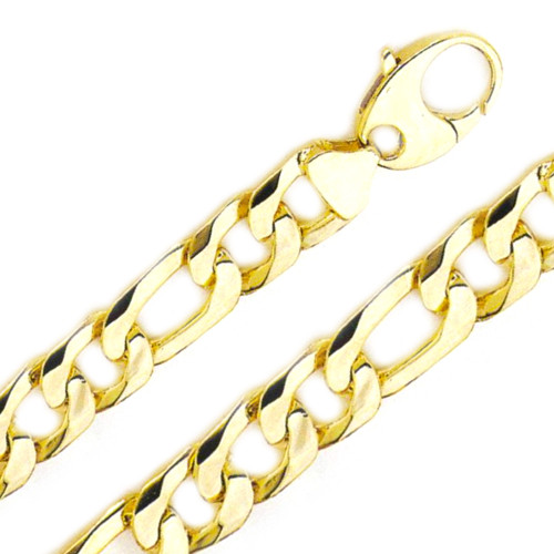 18k Yellow Gold Handmade Figaro Chain 12mm Wide And 28 Inches