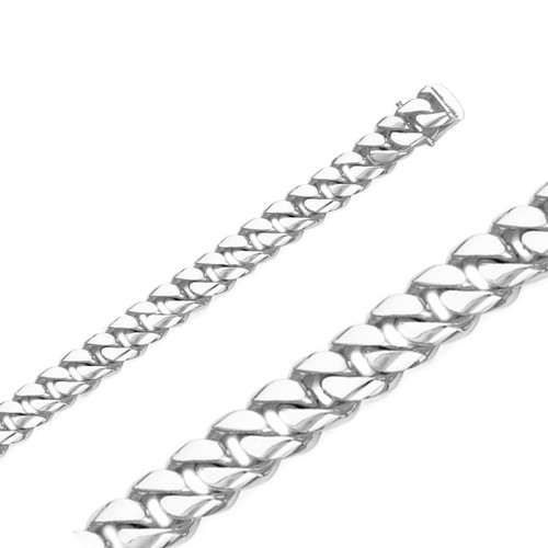 18k White Gold Hand Made Chain 8.2mm Wide And  24 Inches