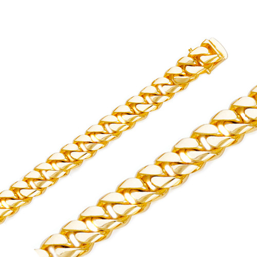 14k Yellow Gold Hand Made Chain 9.6mm Wide And 26 Inches