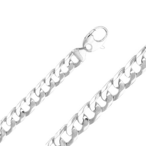 14k White Gold Hand Made Chain 9.8mm Wide And 28 Inches