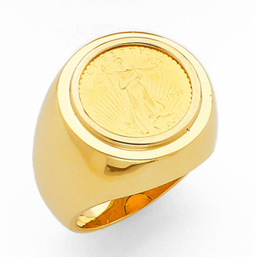 Striking Stylish Round 21K Gold Coin Ring – Andaaz Jewelers