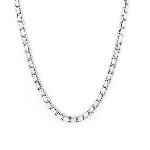 14k White Gold 6mm Box Chain 7 Inches