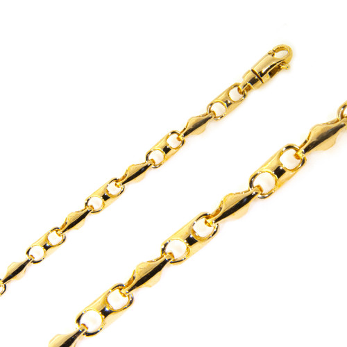 14K Yellow Gold 4.7mm Handmade Bullet LinksChain 22 Inches