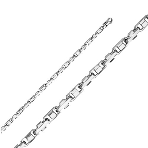 14k White Gold 2.5mm Fancy Handmade Link Bracelet 7 Inches