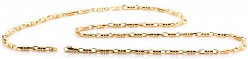 14k Yellow Gold Fancy Hand Made Chain 3.2mm 18 Inches