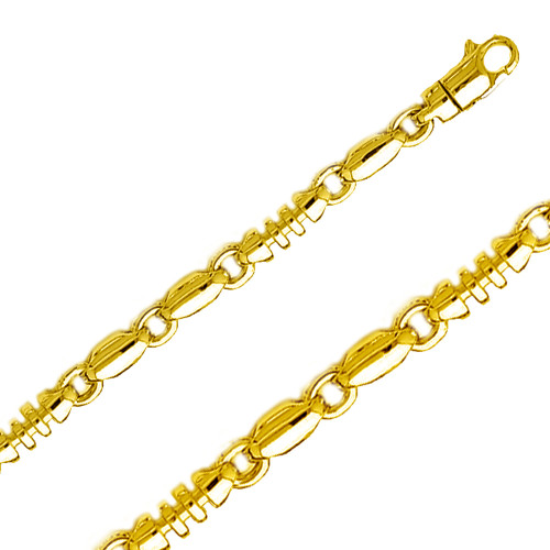 14k Yellow Gold Handmade Bullet Links Chain 3.4mm 30 Inches