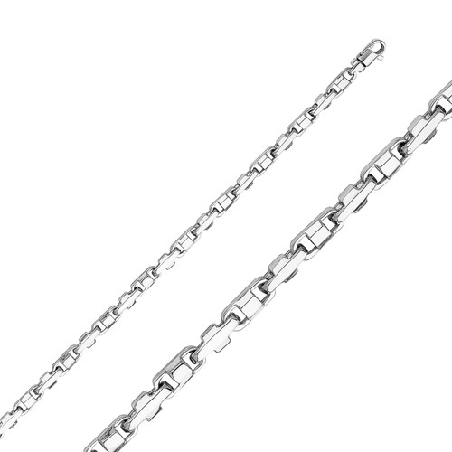 14k White Gold Modern Hand Made Chain 4.2mm 22 Inches