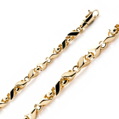 14k Yellow Gold Fancy Hand Made Chain 4.2mm 18 Inches