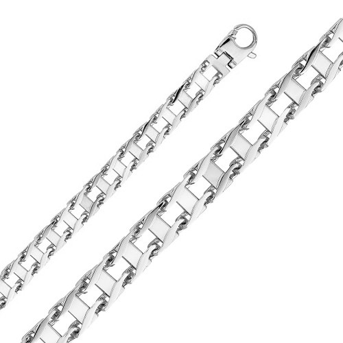 14k White Gold Fancy Hand Made Chain 10.0mm 30 Inches