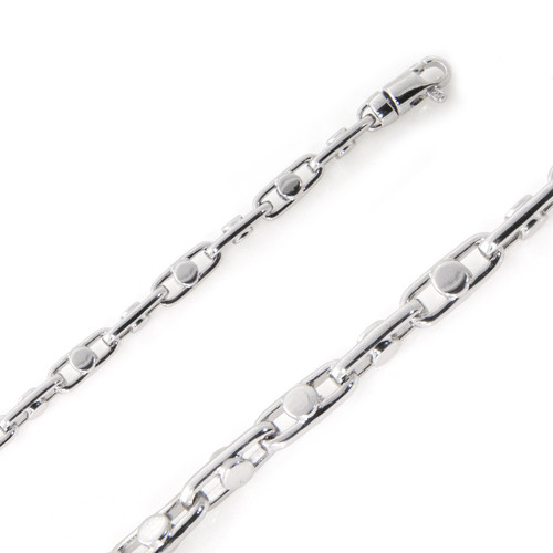 18k White Gold 4.1mm Fancy Hand Made Chain 8 Inches