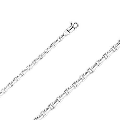 18k White Gold 3.6mm Fancy Hand Made Chain 24 Inches