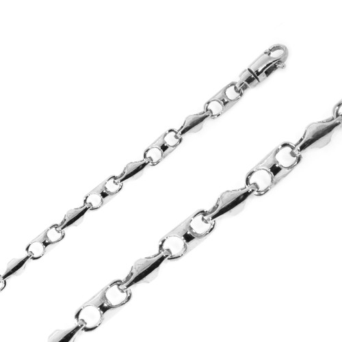 18k White Gold 4.7mm Handmade Bullet LinksBracelet 18 Inches