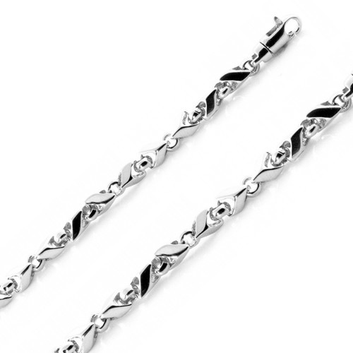 18k White Gold Modern Handmade Chain 4.2mm 20 Inches