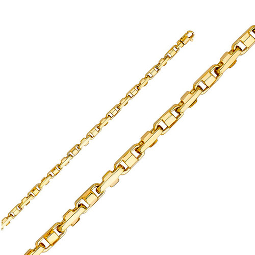 18K Yellow Gold 2.5mm Fancy Handmade Link Chain 20 Inches