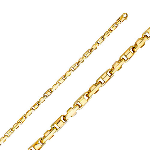 18k Gold Modern Hand Made Chain 4.2mm 28 Inches