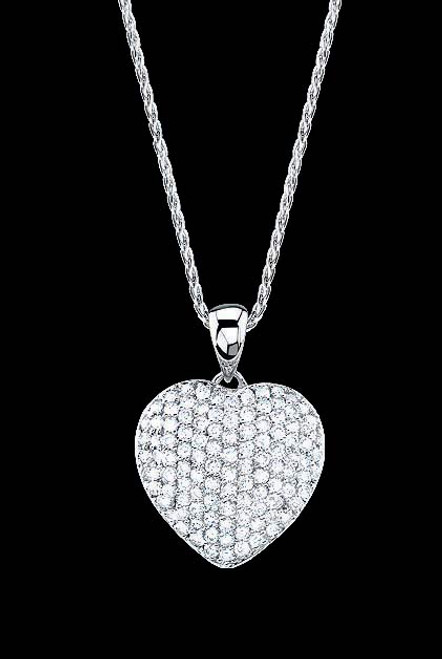 0.90ct Diamond Heart Pendant On 14k White Gold.