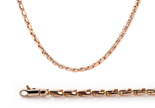 14k Rose Gold 3.2mm Fancy Hand Made Chain 24 Inches