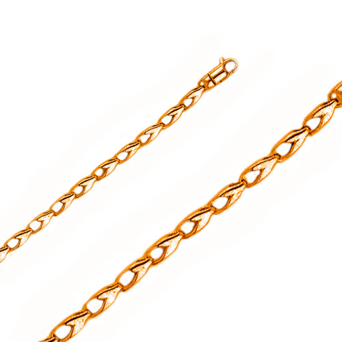 14k Rose Gold 3.4mm Fancy Hand Made Chain 8 Inches