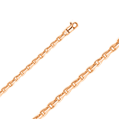 14k Rose Gold 3.6mm Fancy Hand Made Chain 16 Inches