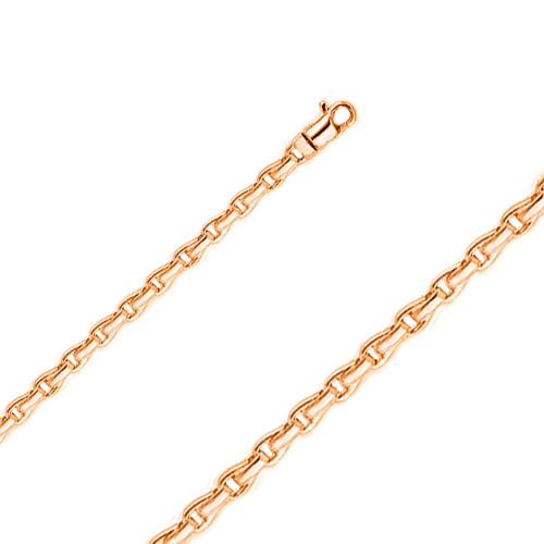 14k Rose Gold 3.6mm Fancy Hand Made Chain 9 Inches