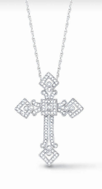 0.50ct Diamond Cross Pendant On 14k White Gold.