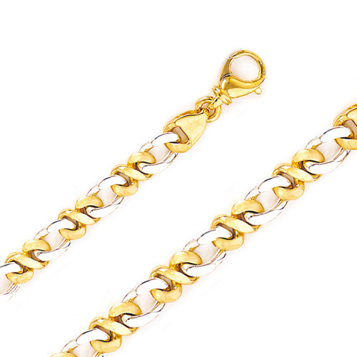 14k Two Tone Modern Hand Made Gold Chain 8.3mm Wide 22 Inches