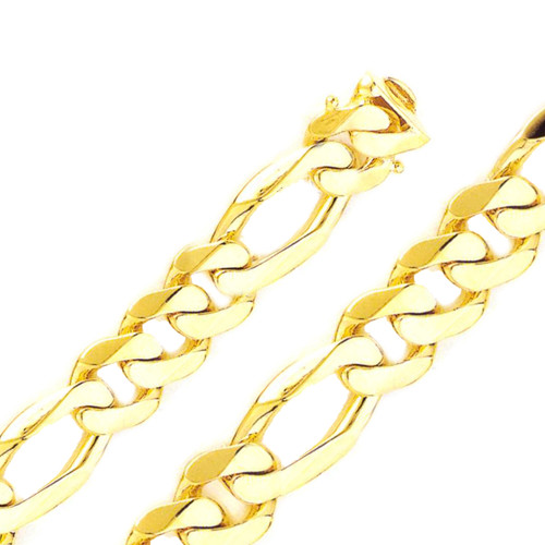 18k Yellow Gold Handmade Figaro Chain 8.8mm Wide 24 Inches