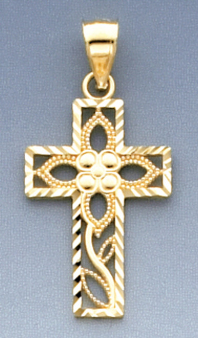 14k Yellow Gold 29.8mm Cross Pendant