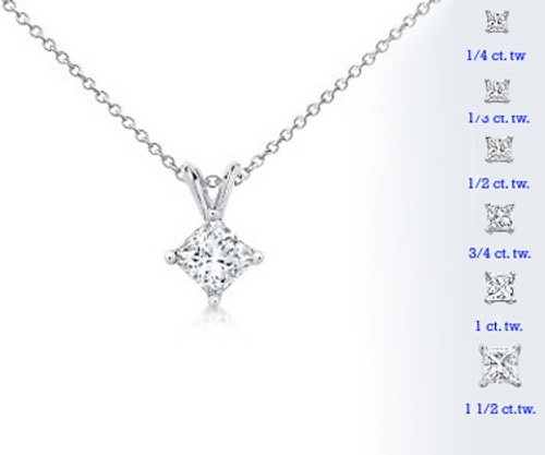 4 Prong Round Brilliant Diamond Pendant Necklace