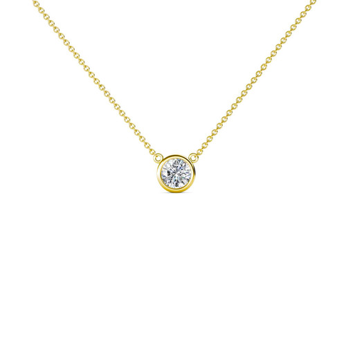 14K  Yellow Gold 3/4 Carat Round Diamond Bezel-set Pendant