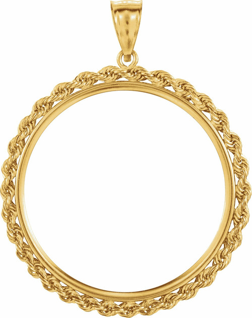 14K Yellow Gold 20 Peso Coin Rope 4 Prong Bezel