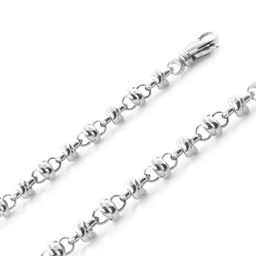 18k White Gold Hand Made Love Knot Chain 5.5mm 30 Inches