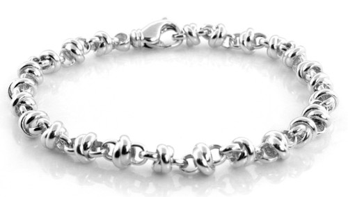 18k White Gold Hand Made Love Knot Bracelet 5.5mm 8 Inches