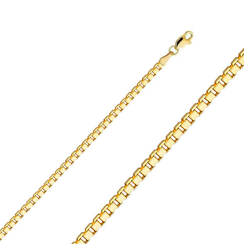 18K Yellow Gold 2.5 mm Box Chain 22  Inches