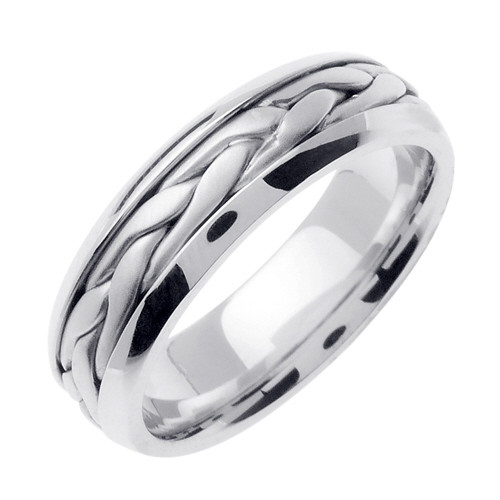 14k White Gold 7mm  Handmade Wedding Band (345)