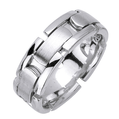 14k White Gold 8mm  Handmade Wedding Band (534)