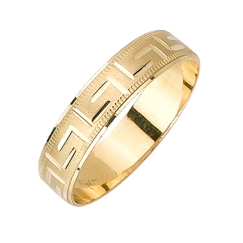 14K  5mm Wide Yellow Gold With White Gold. Handmade Wave Pattern Wedding Band