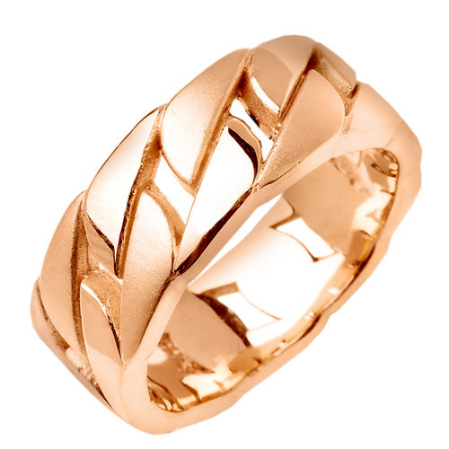 14k Rose Gold 7.5mm  Fancy Wedding Band