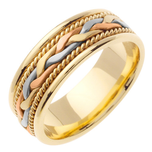 18k Tri-color Gold  7mm  Handmade Wedding