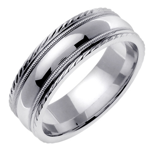 18k White Gold 7mm Handmade Wedding Band (537)