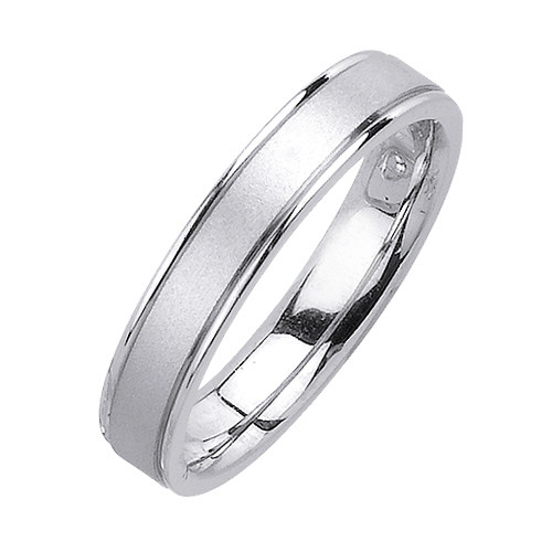 18k White Gold 4.5mm wide Fancy Wedding Band