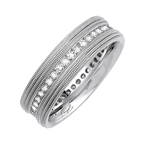 14k White Gold 7mm 0.63ct. Diamond Wedding Band