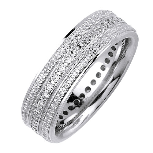 14k White Gold 7mm 0.4ct. Diamond Eternity Wedding Band