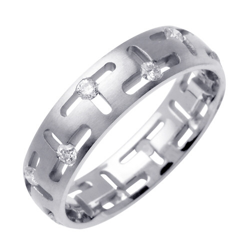 14k White Gold 7mm Round 0.48ct. Diamond Wedding Band