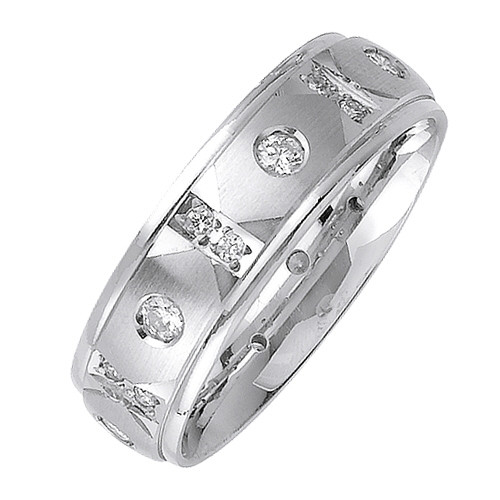 14k White Gold 7mm 0.49ct. Diamond Wedding Band