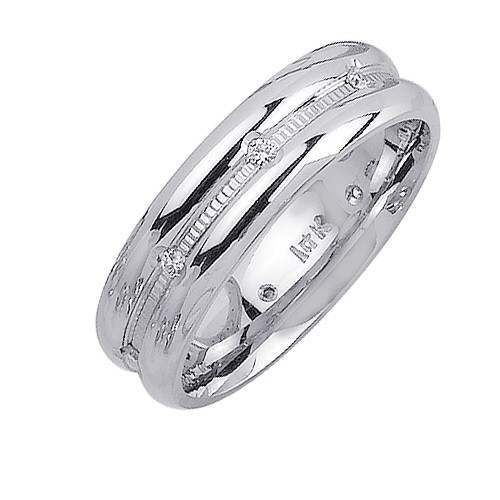 14k White Gold 6mm 0.16ct. Diamond Wedding Band (2635)