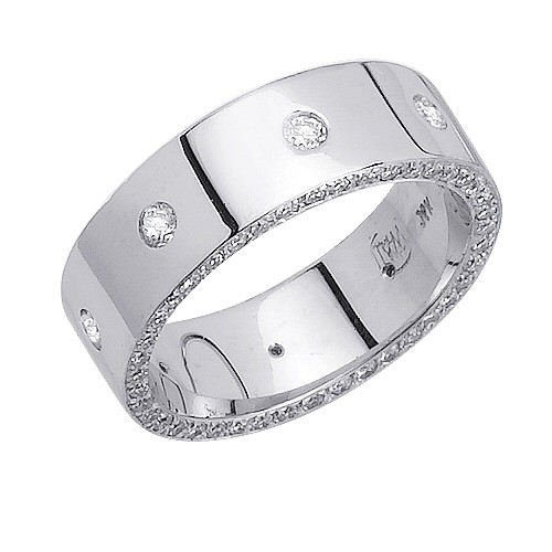 14k White Gold 7mm 1ct. Diamond Wedding Band