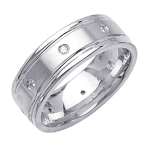 14k White Gold 7.5mm 0.16ct. Diamond Wedding Band